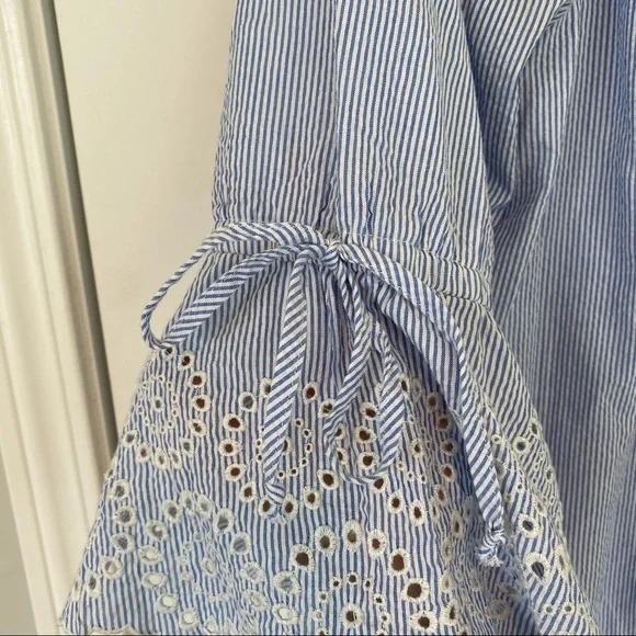 💋SOLD💋Westbound Woman Blue Seersucker 3/4 Sleeve Top Size 1X - Picture 5 of 6